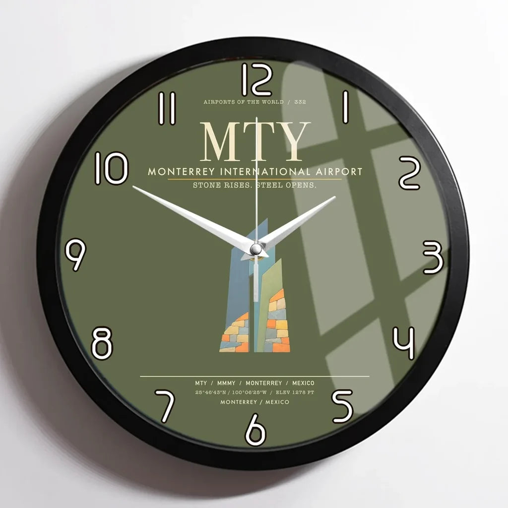 Monterrey International Airport MTY Wall-Clock Framed - Green Army