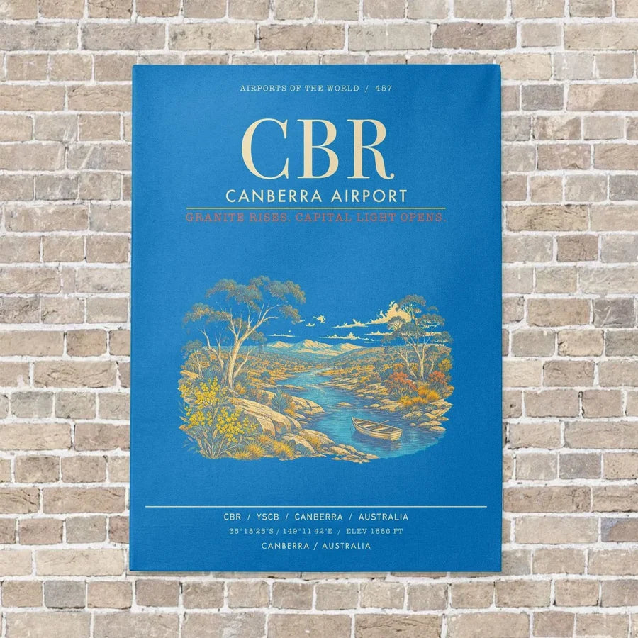 Canberra Airport CBR - Canvas Framed - Turquoise