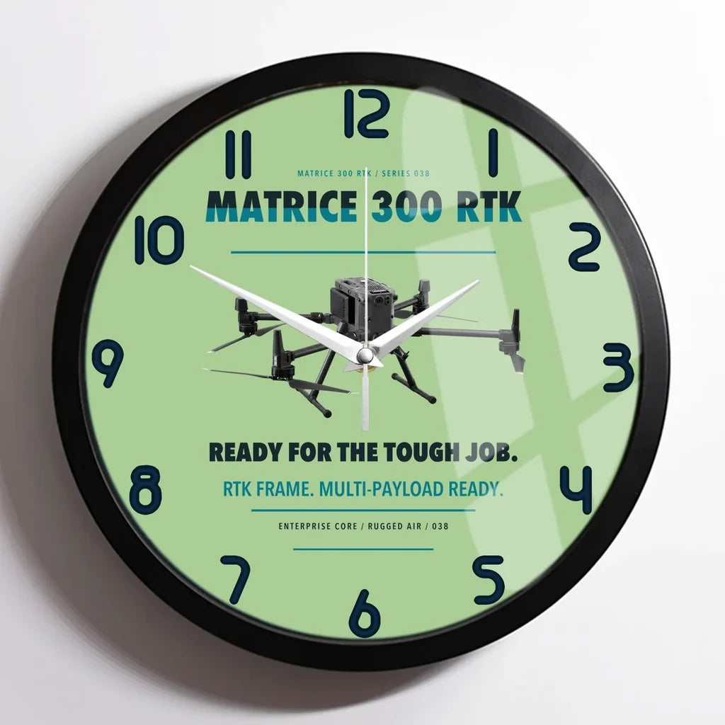 DJI Matrice 300 RTK design on light green framed wall clock