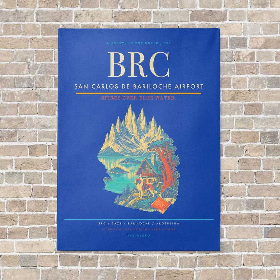 San Carlos de Bariloche Airport BRC - Canvas No Frame - Blue