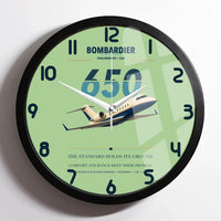 Thumbnail for Bombardier Challenger 650 design on light green framed wall clock
