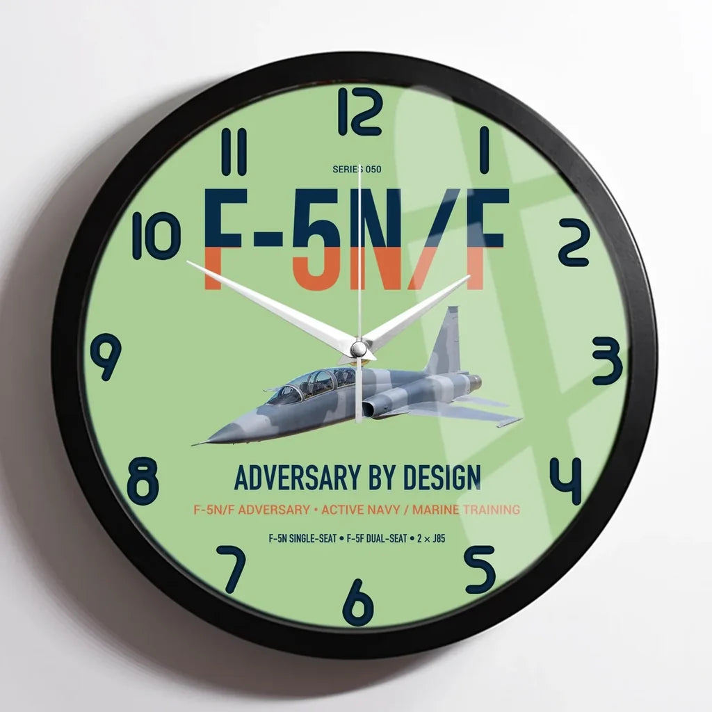 F-5N F Adversary design on light green framed wall clock