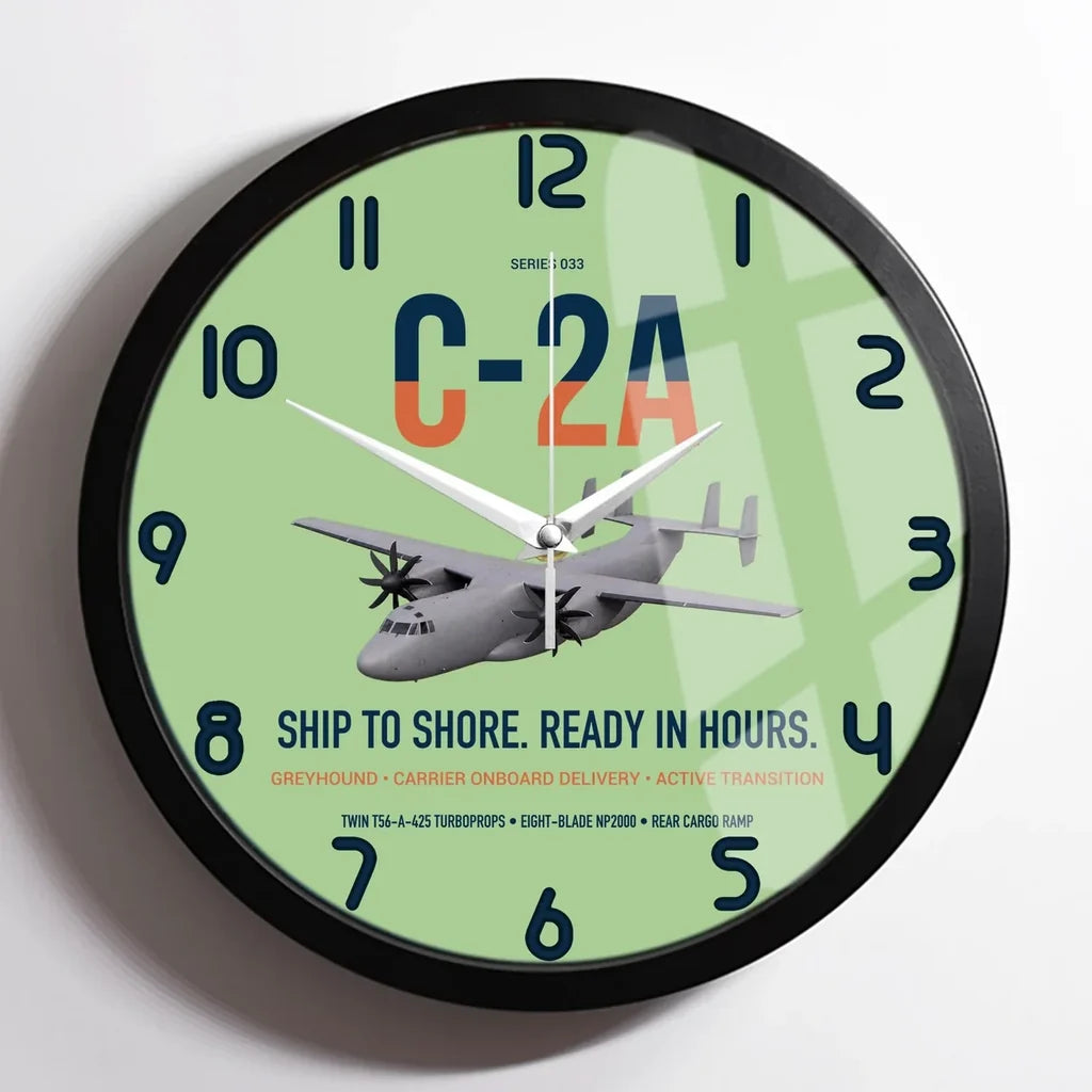 C-2A Greyhound design on light green framed wall clock