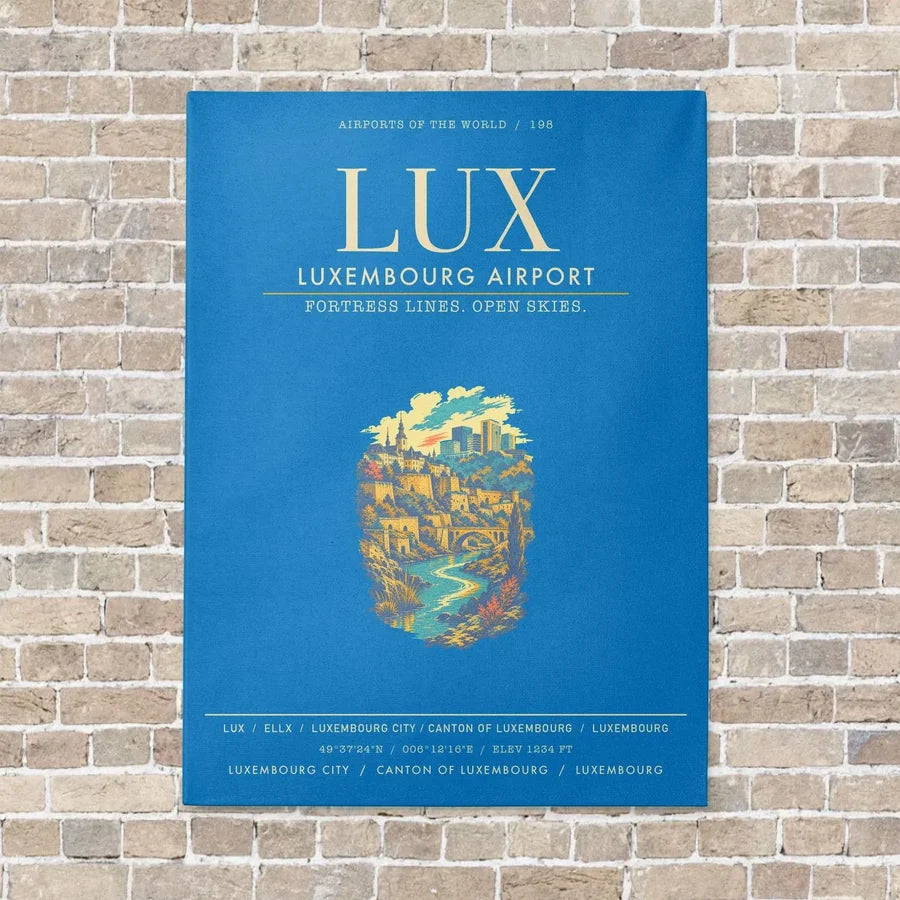 Luxembourg Airport LUX - Canvas Framed - Turquoise