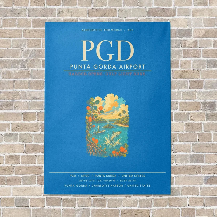 Punta Gorda Airport PGD - Canvas Framed - Turquoise