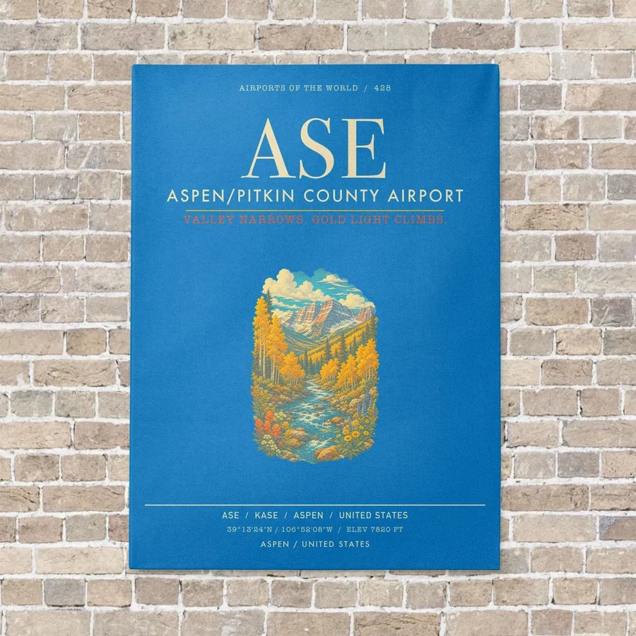 Aspen - Pitkin County Airport ASE - Canvas Framed - Turquoise