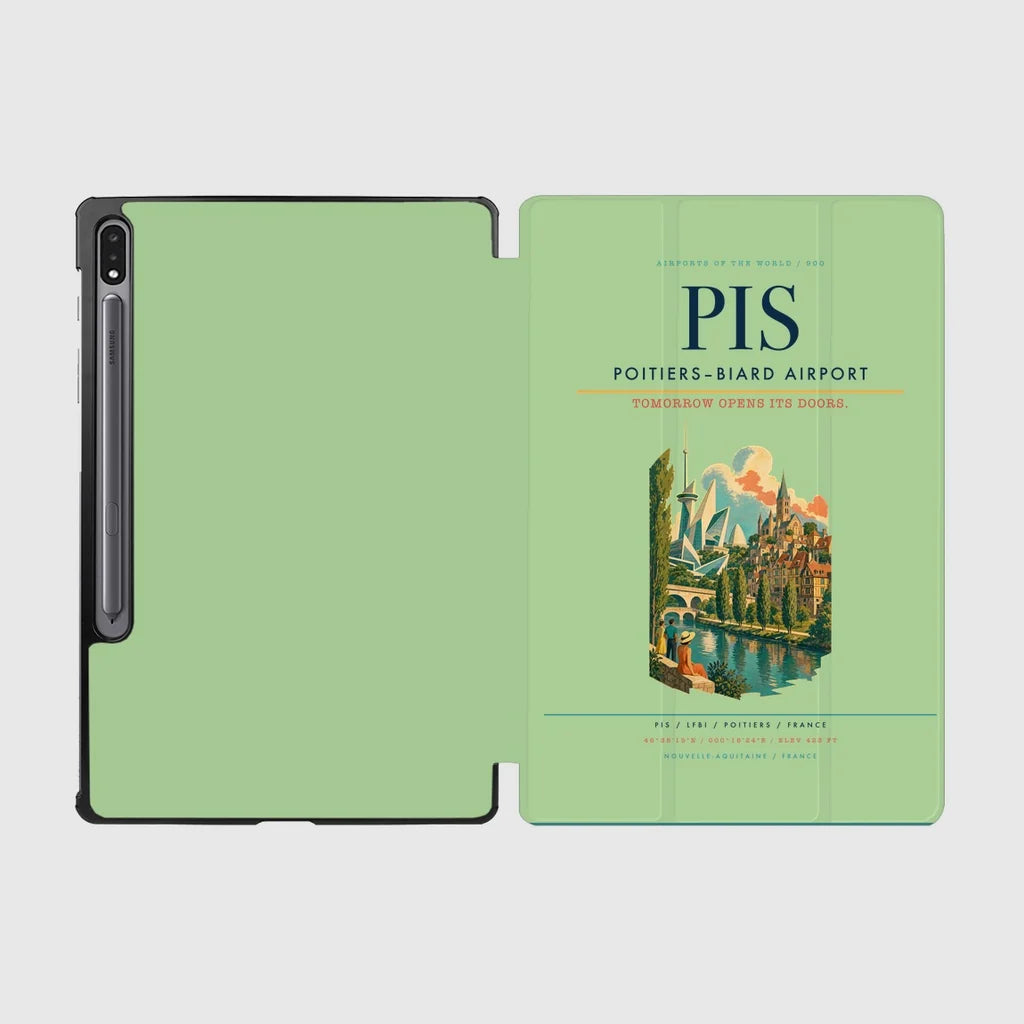 Poitiers–Biard Airport (PIS) design on light green samsung tablet tablet case