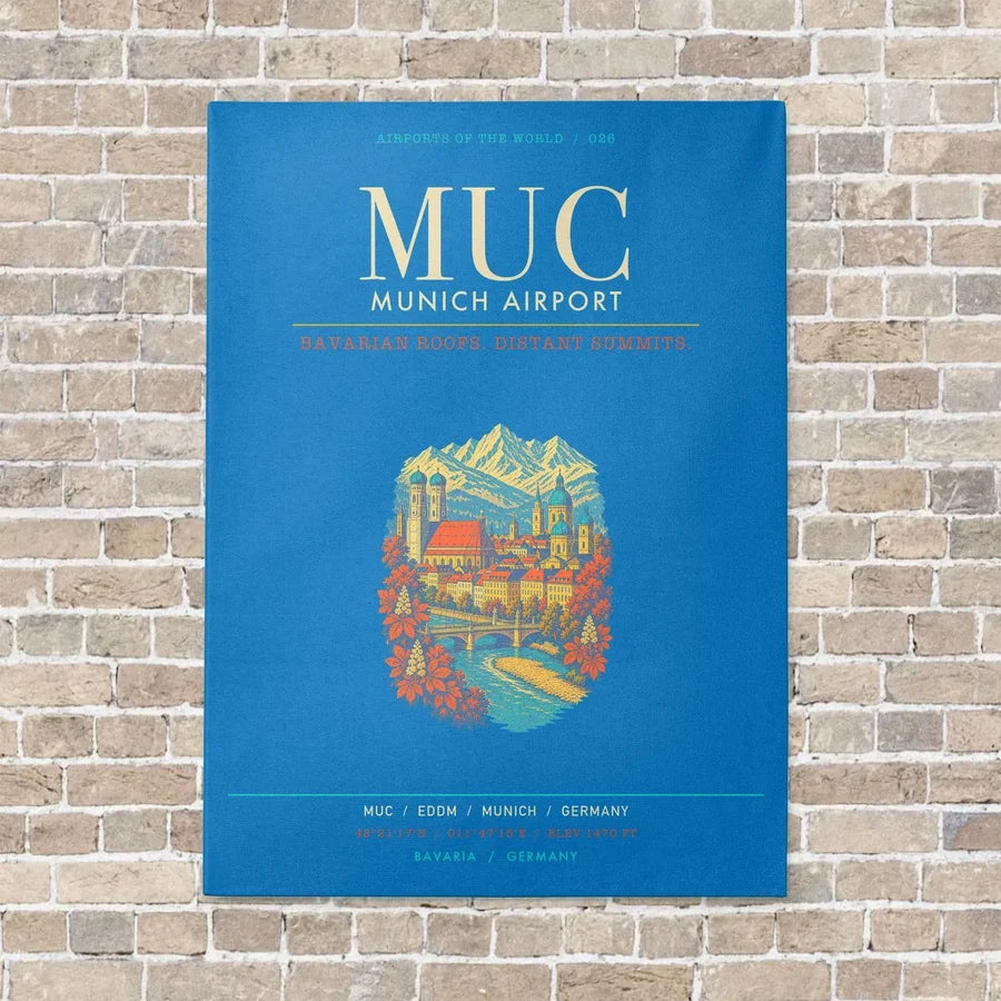 Munich Airport MUC - Canvas Framed - Turquoise