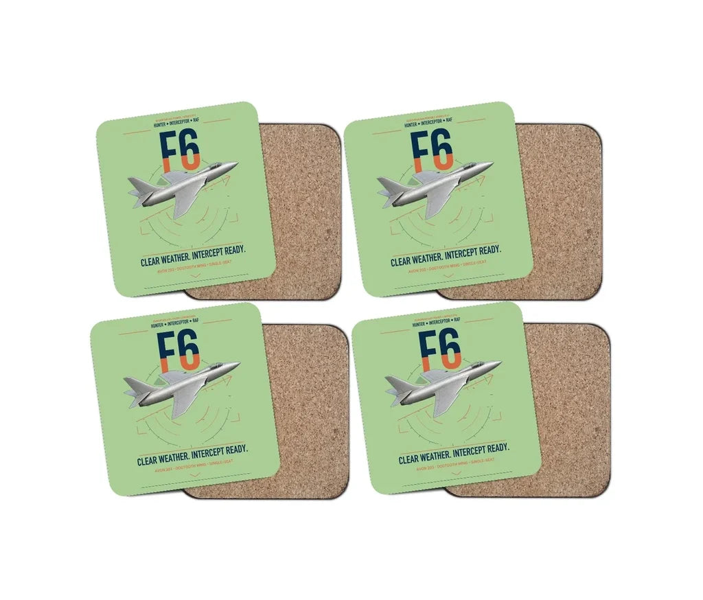 Hawker Hunter F6 design on light green 4 pieces set coaster