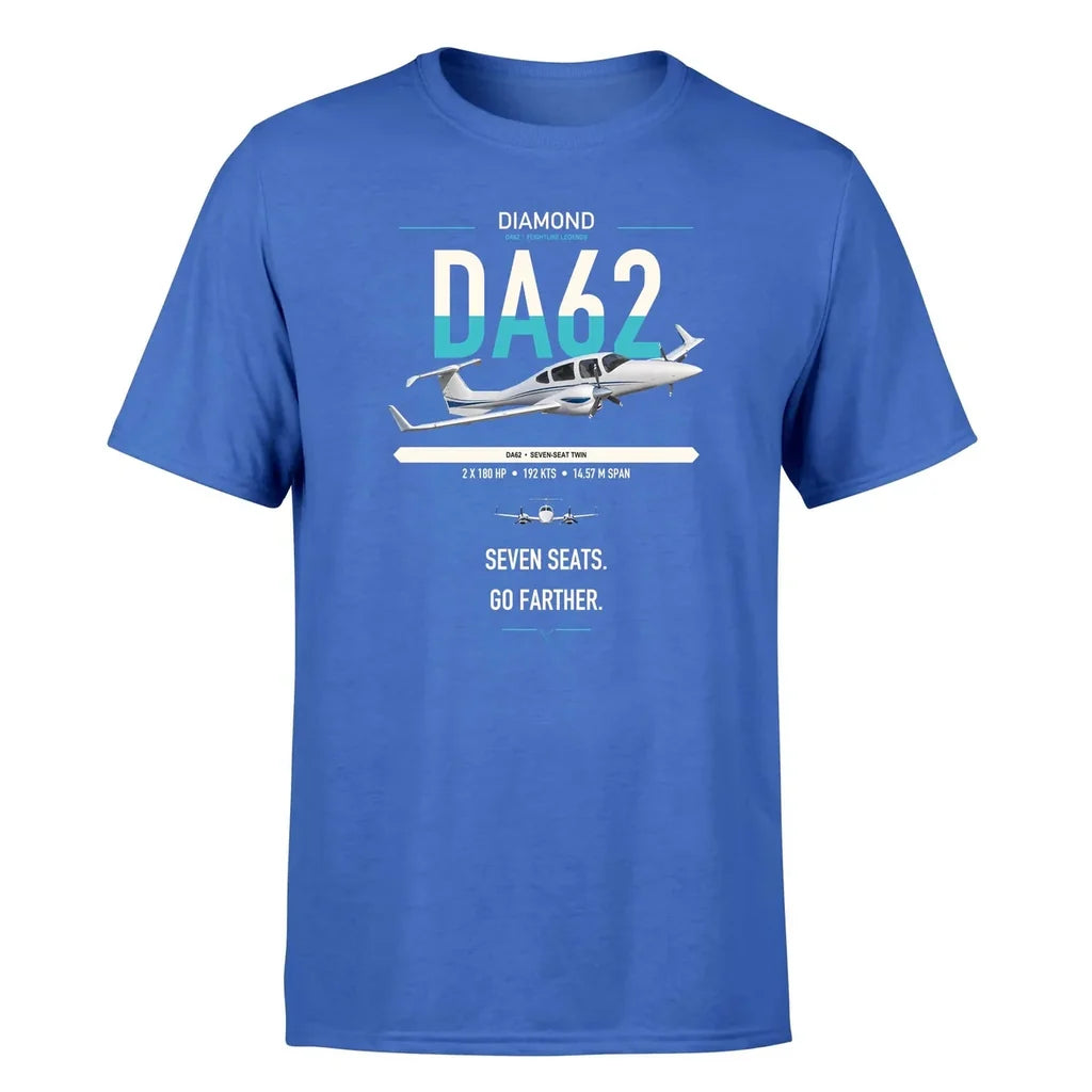 Diamond DA62 design on blue t-shirt, single-side print
