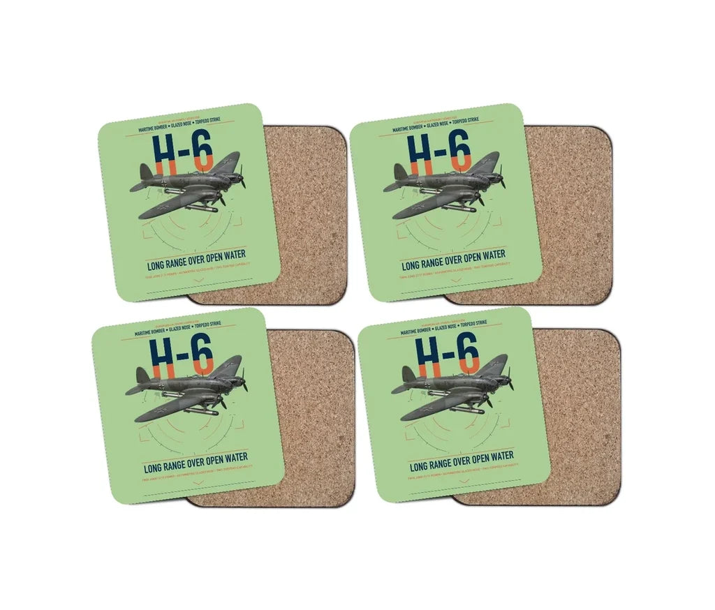 Heinkel He 111H-6 design on light green 4 pieces set coaster