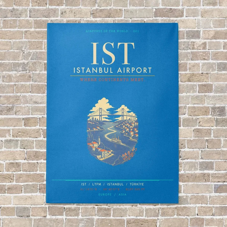 Istanbul Airport IST - Canvas Framed - Turquoise