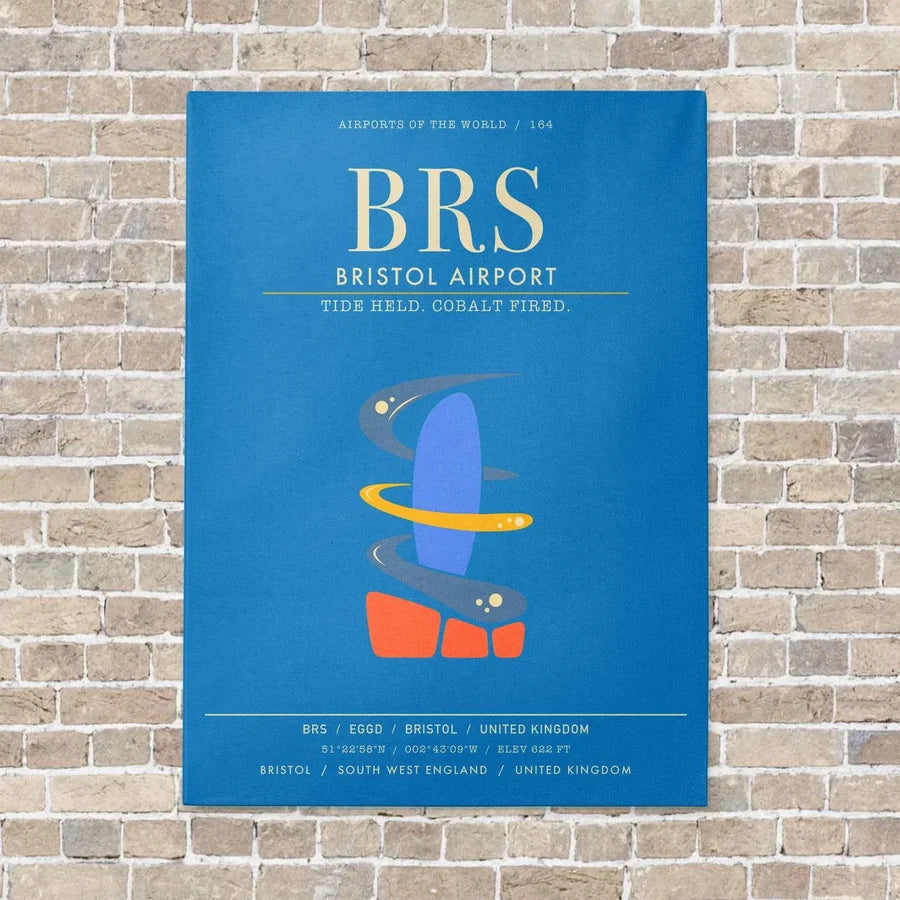 Bristol Airport BRS - Canvas Framed - Turquoise