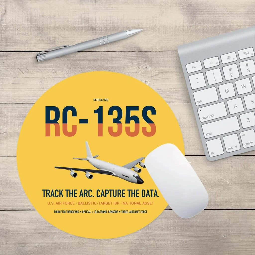 RC-135S Cobra Ball design on yellow round mouse pad