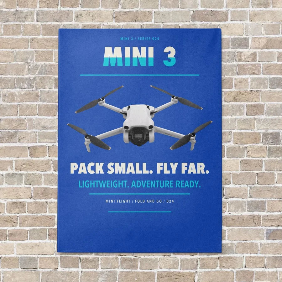 DJI Mini 3 vertical canvas print - no frame - blue background