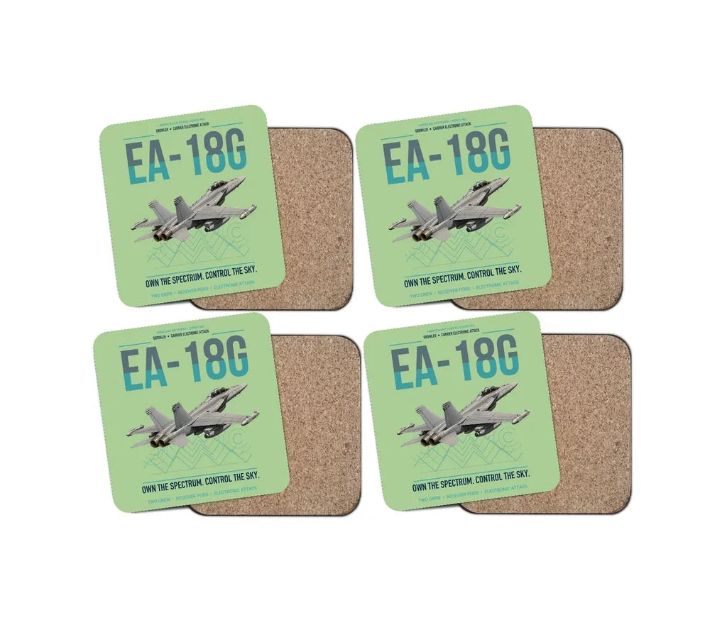 EA-18G Growler design on light green 4 pieces set coaster
