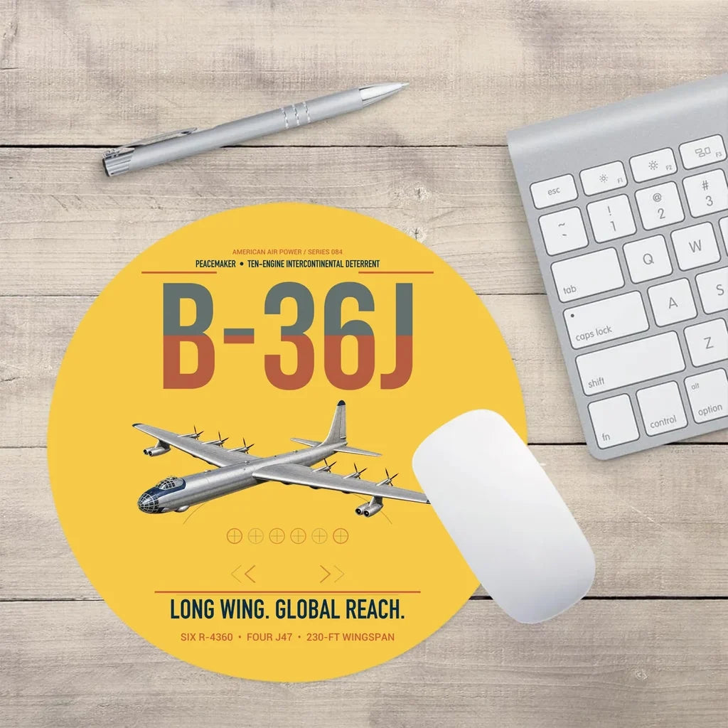 B-36J Peacemaker design on yellow round mouse pad