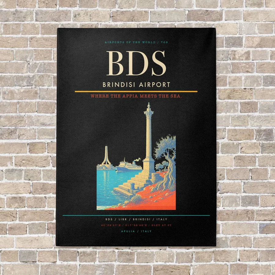 Brindisi Airport BDS - Canvas No Frame - Black