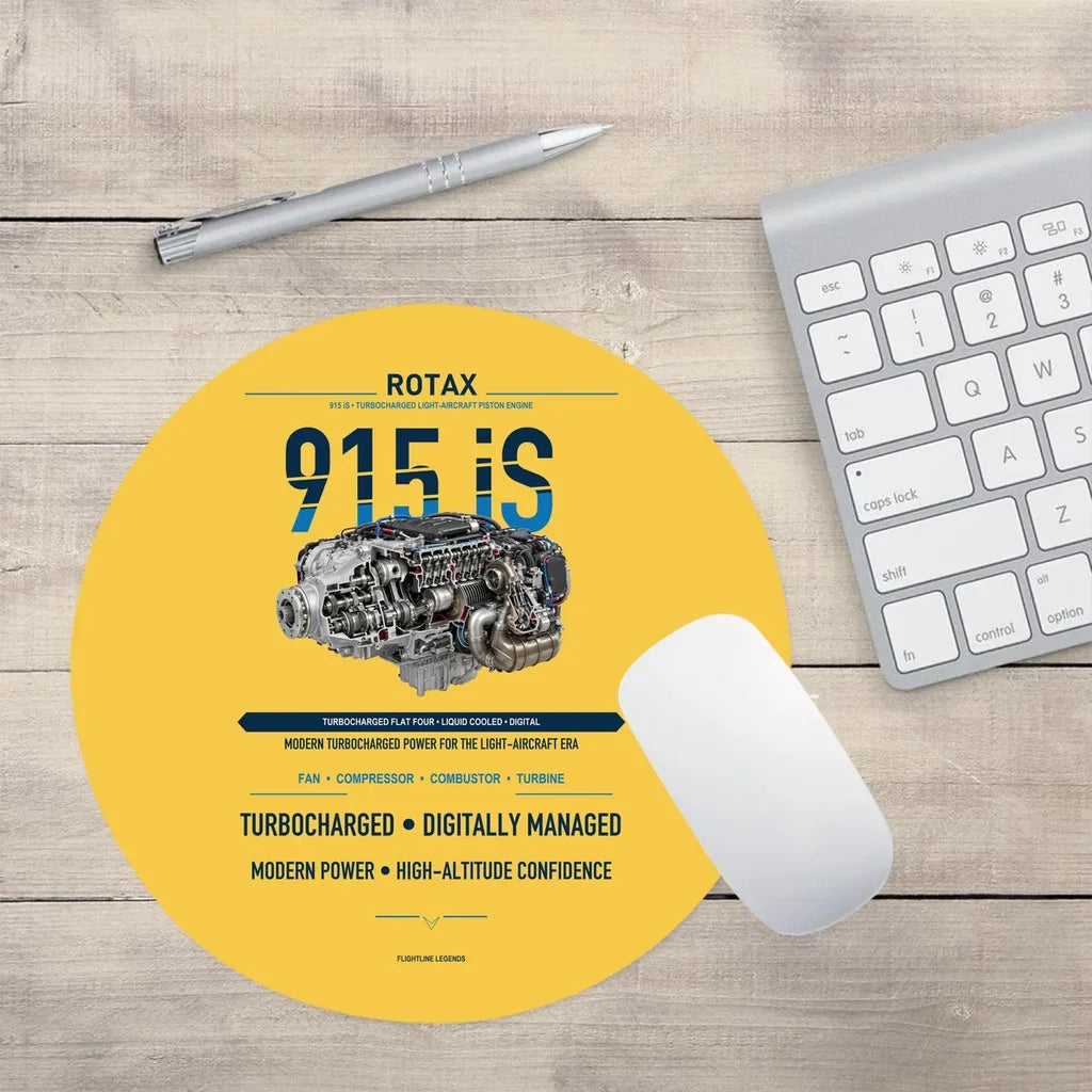 915 iS design on yellow round mouse pad