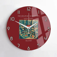 Thumbnail for VINTAGE G4127 - The Heliport Downtown - Designed Wall Clocks design on darkred no-frame