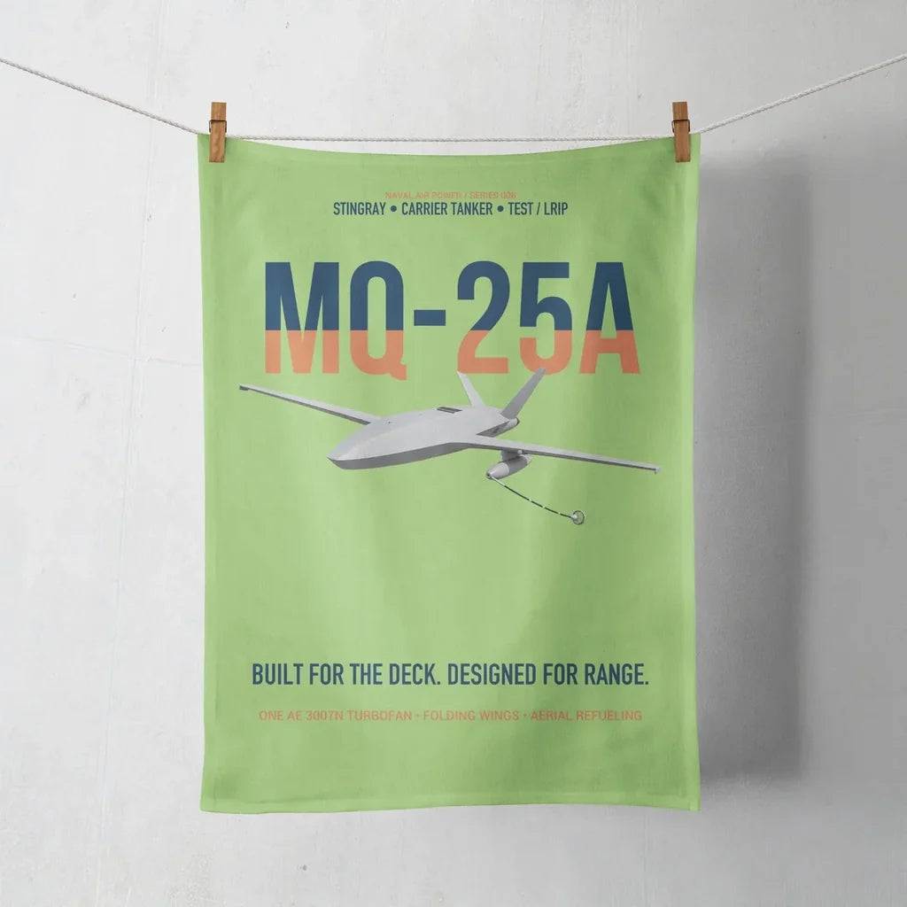 MQ-25A STINGRAY design on light green towel