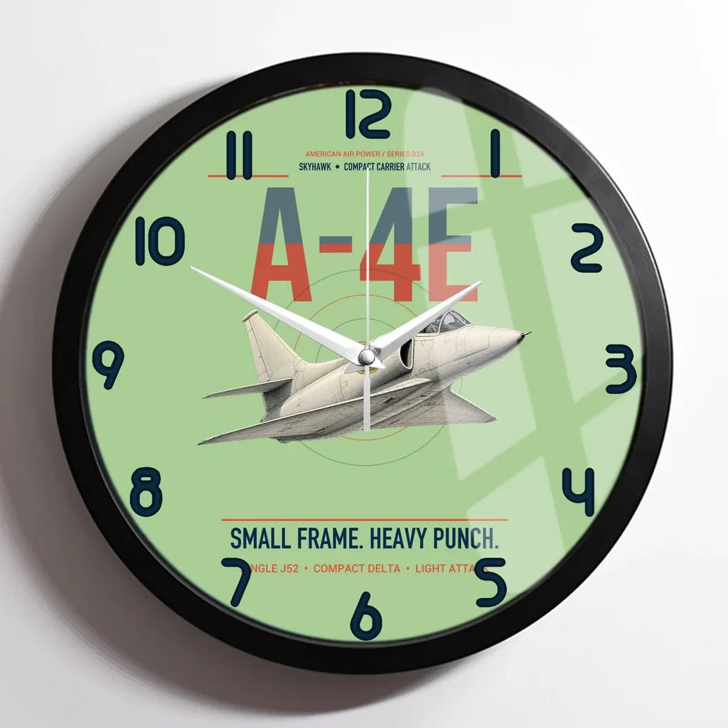 A-4E Skyhawk design on light green framed wall clock