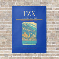 Thumbnail for Trabzon Airport TZX vertical canvas print - no frame - blue background