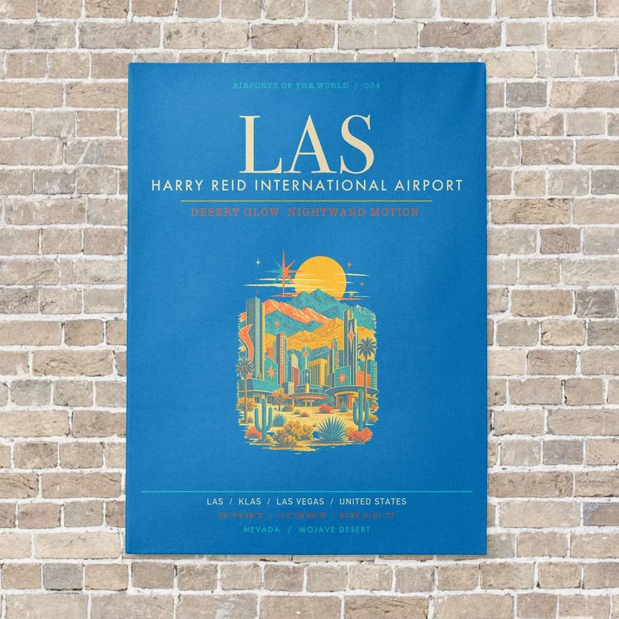 Harry Reid International Airport Las Vegas LAS - Canvas Framed - Turquoise