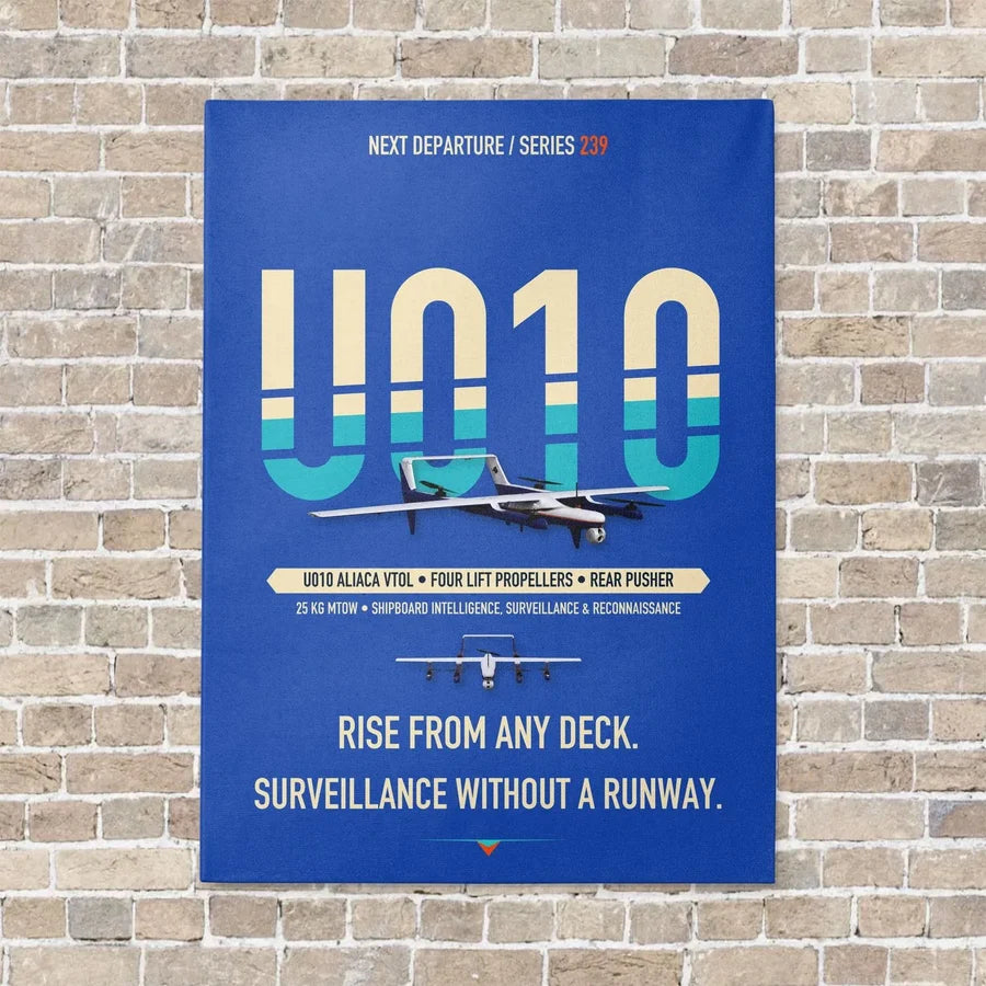 Airbus U010 Aliaca VTOL vertical canvas print - no frame - blue background