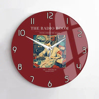 Thumbnail for VINTAGE G4106 - The Radio Room - Designed Wall Clocks design on darkred no-frame
