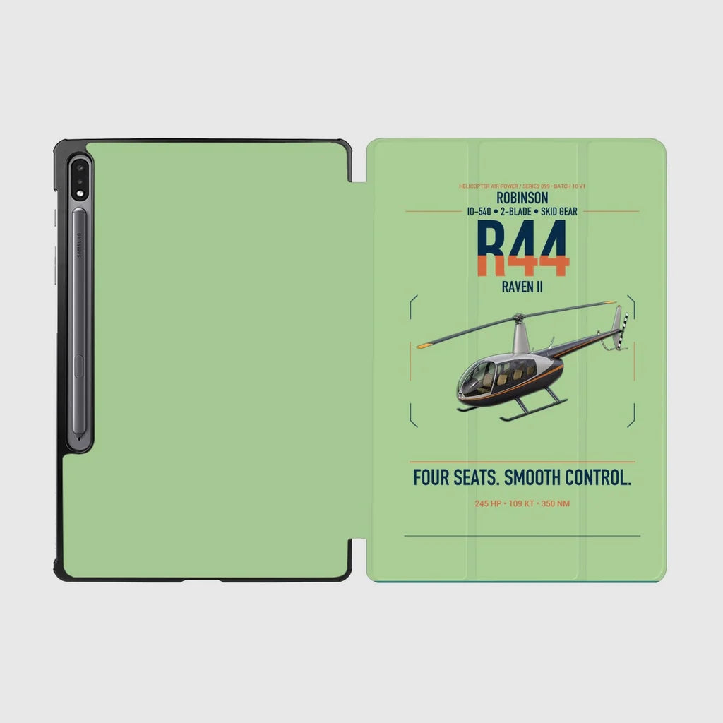 Robinson R44 Raven II design on light green samsung tablet tablet case