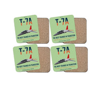 Thumbnail for T-7A Red Hawk design on light green 4 pieces set coaster