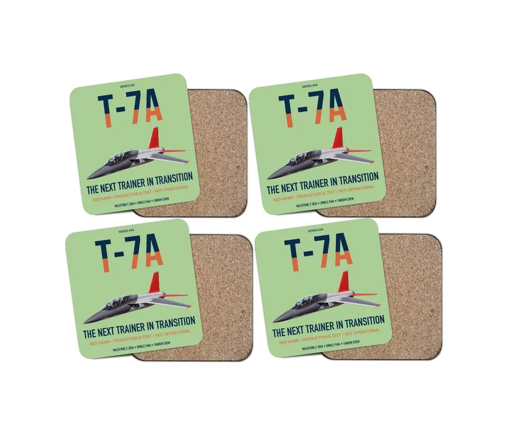 T-7A Red Hawk design on light green 4 pieces set coaster