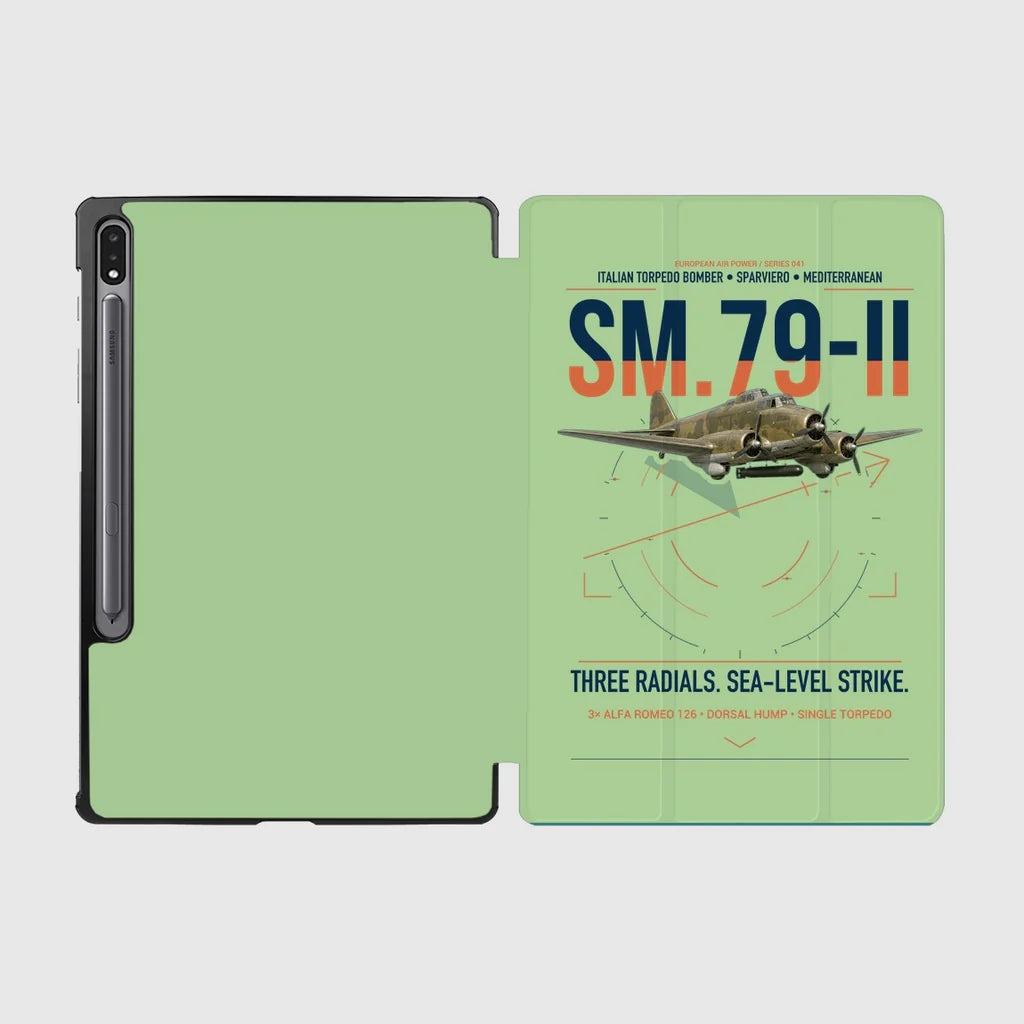 Savoia-Marchetti SM.79-II Sparviero design on light green samsung tablet tablet case