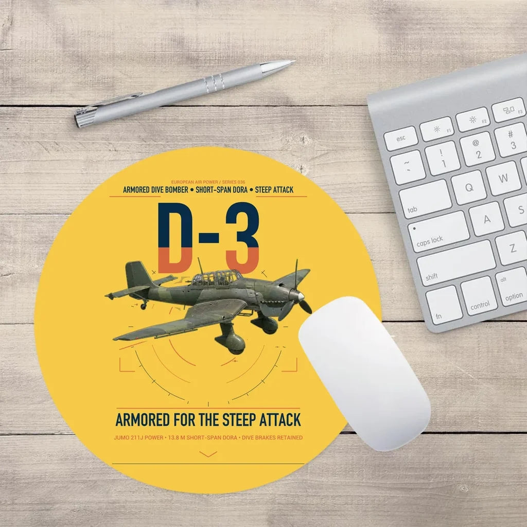 Junkers Ju 87D-3 design on yellow round mouse pad