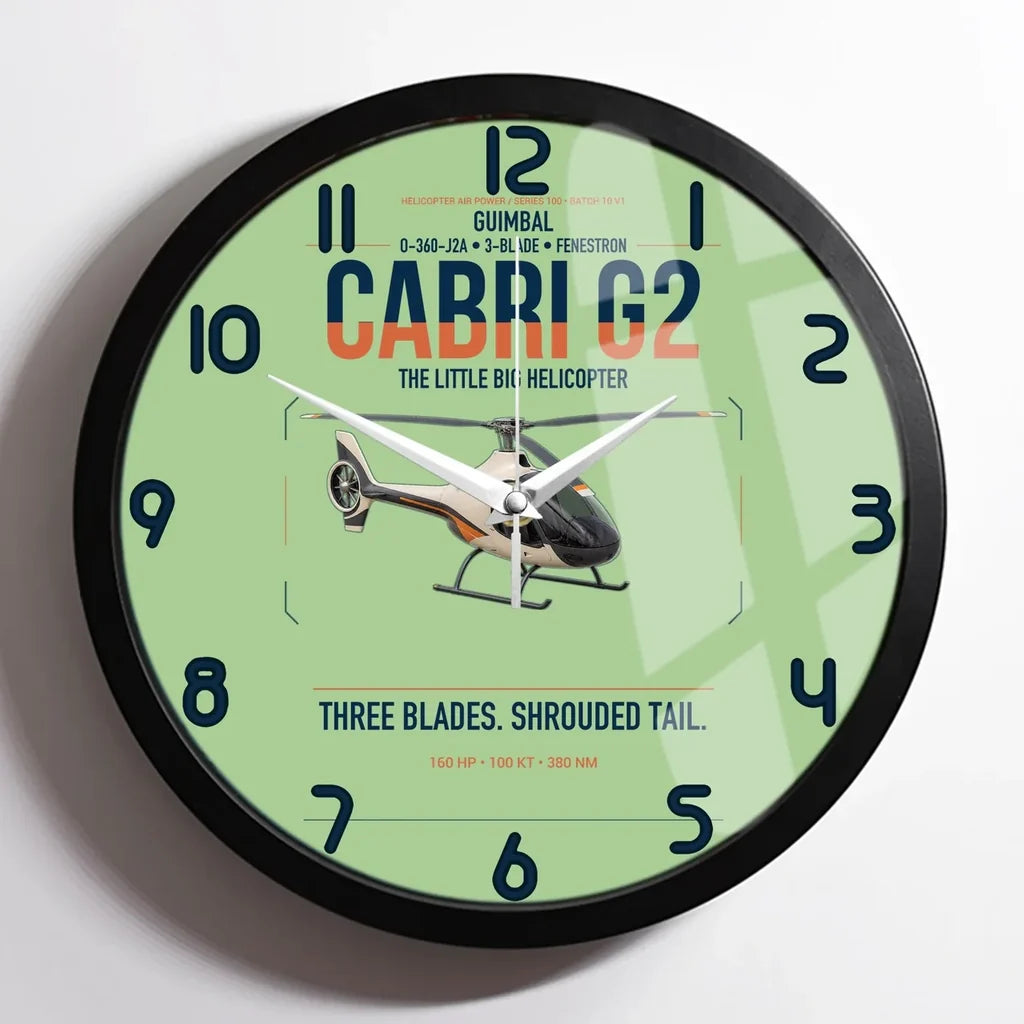 Guimbal Cabri G2 design on light green framed wall clock