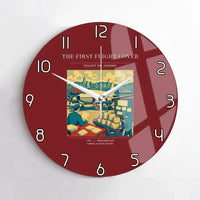 Thumbnail for VINTAGE G4107 - The First Flight Cover - Designed Wall Clocks design on darkred no-frame