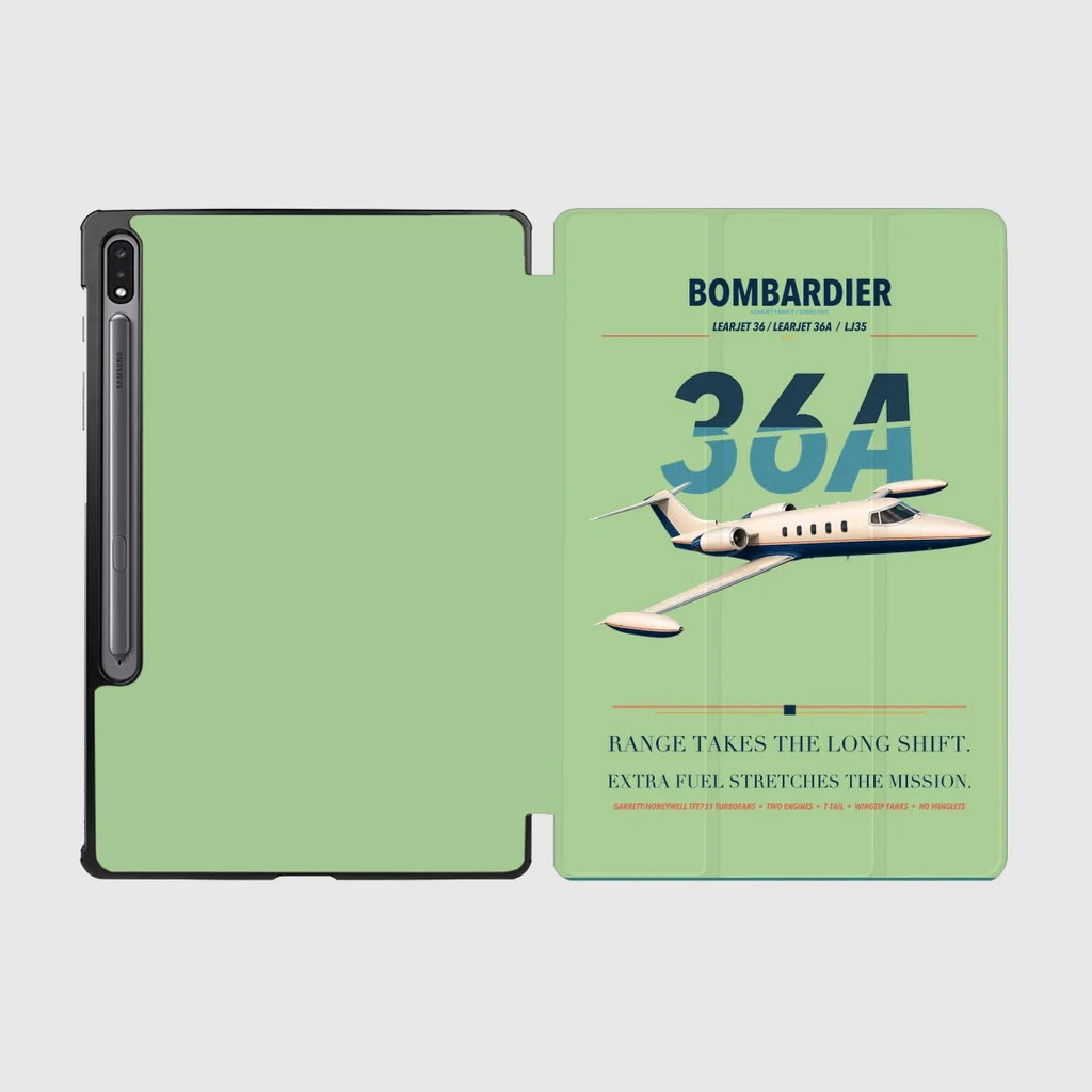 Bombardier Learjet 36A design on light green samsung tablet tablet case