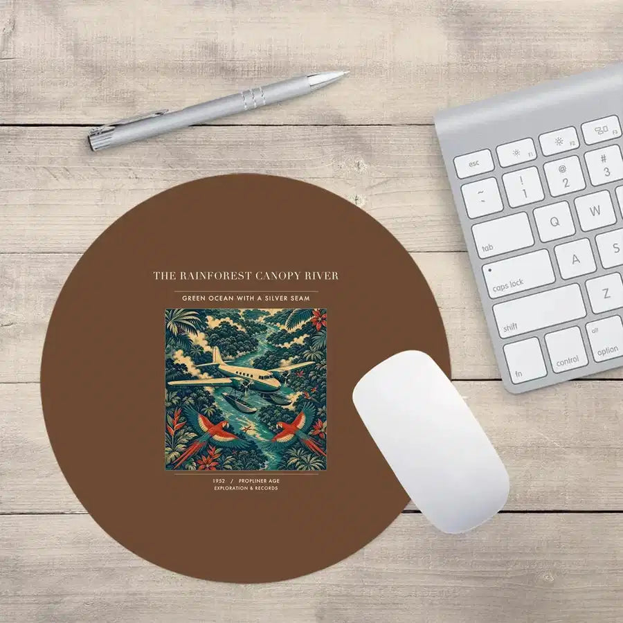 VINTAGE G4403 - The Rainforest Canopy River - Designed Mouse Pads design on brown round