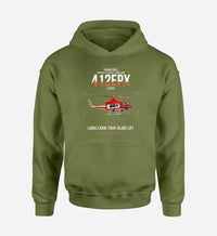 Thumbnail for SUBARU Bell 412EPX design on green army double-side hoodie, single-side print