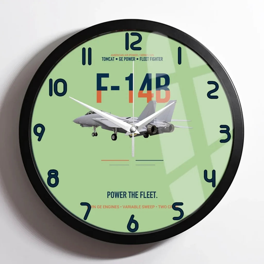 F-14B Tomcat Power The Fleet design on light green framed wall clock