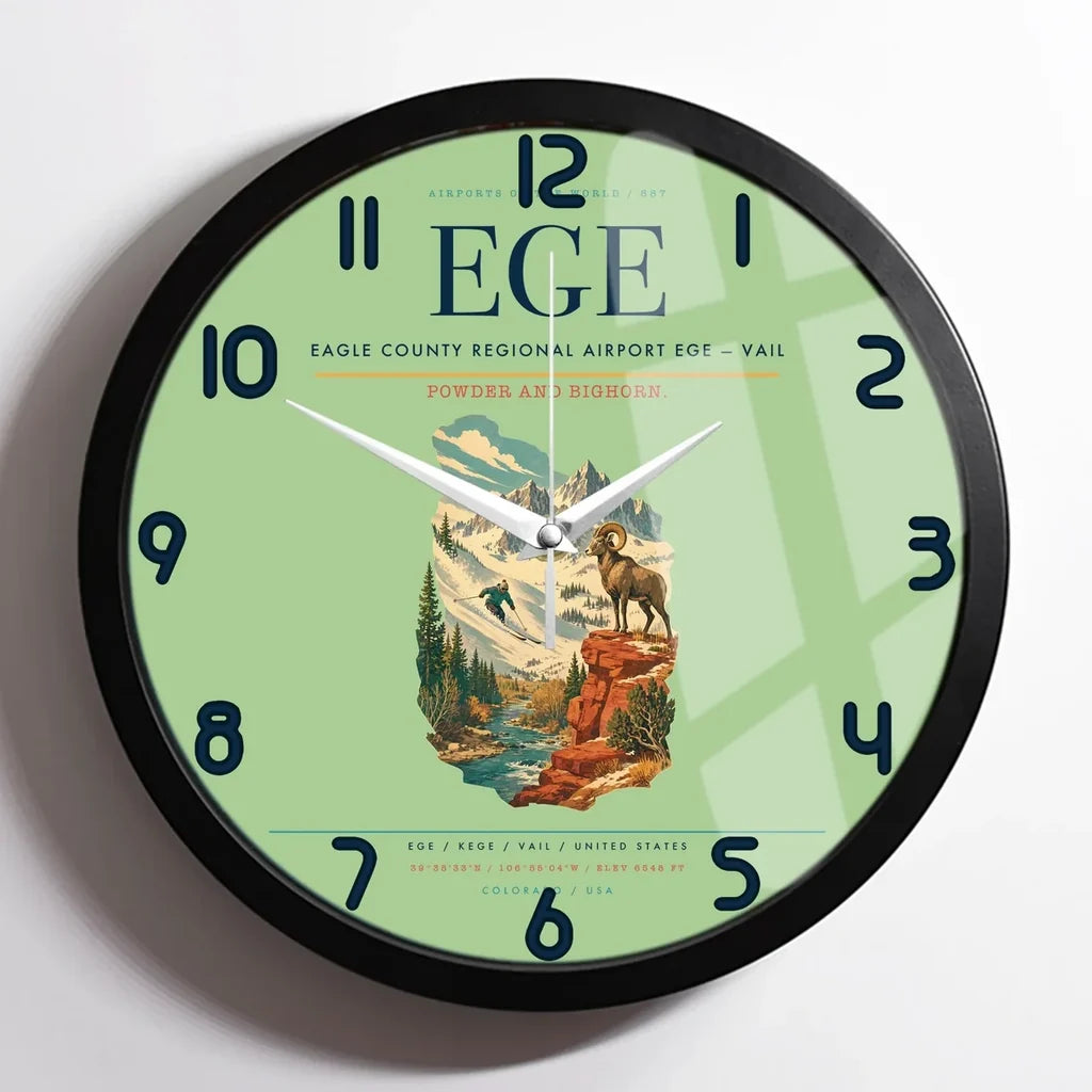 Eagle County Regional Airport (EGE) design on light green framed wall clock