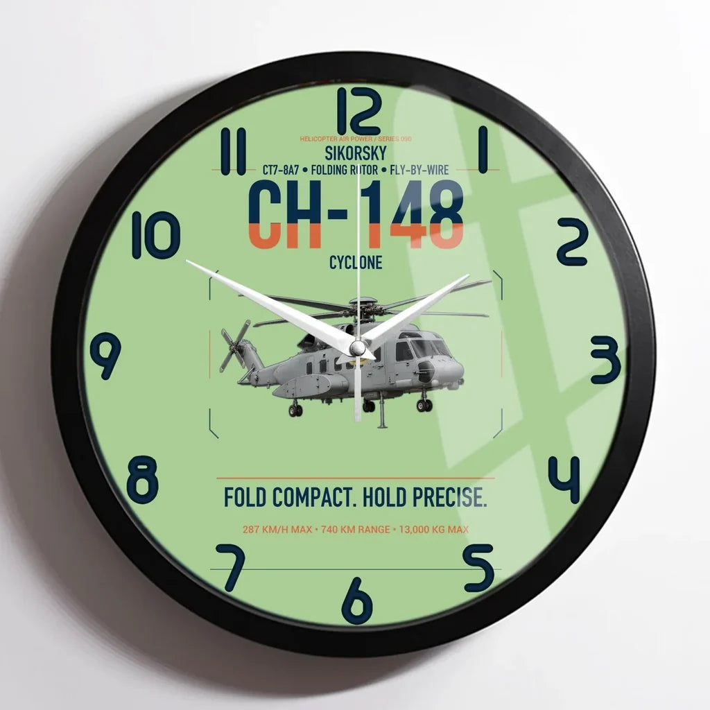 Sikorsky CH-148 Cyclone design on light green framed wall clock