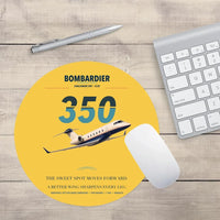 Thumbnail for Bombardier Challenger 350 design on yellow round mouse pad