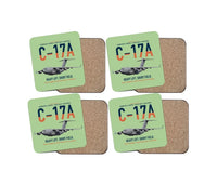 Thumbnail for C-17A Globemaster III design on light green 4 pieces set coaster