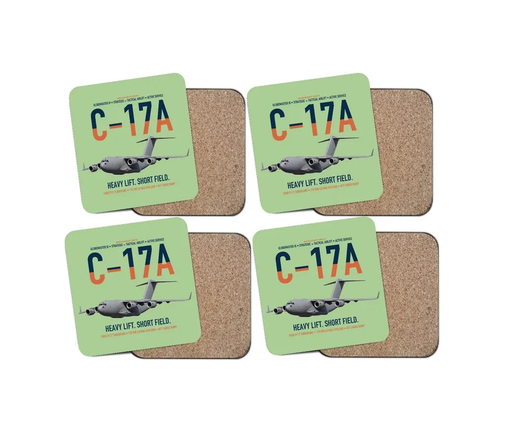 C-17A Globemaster III design on light green 4 pieces set coaster