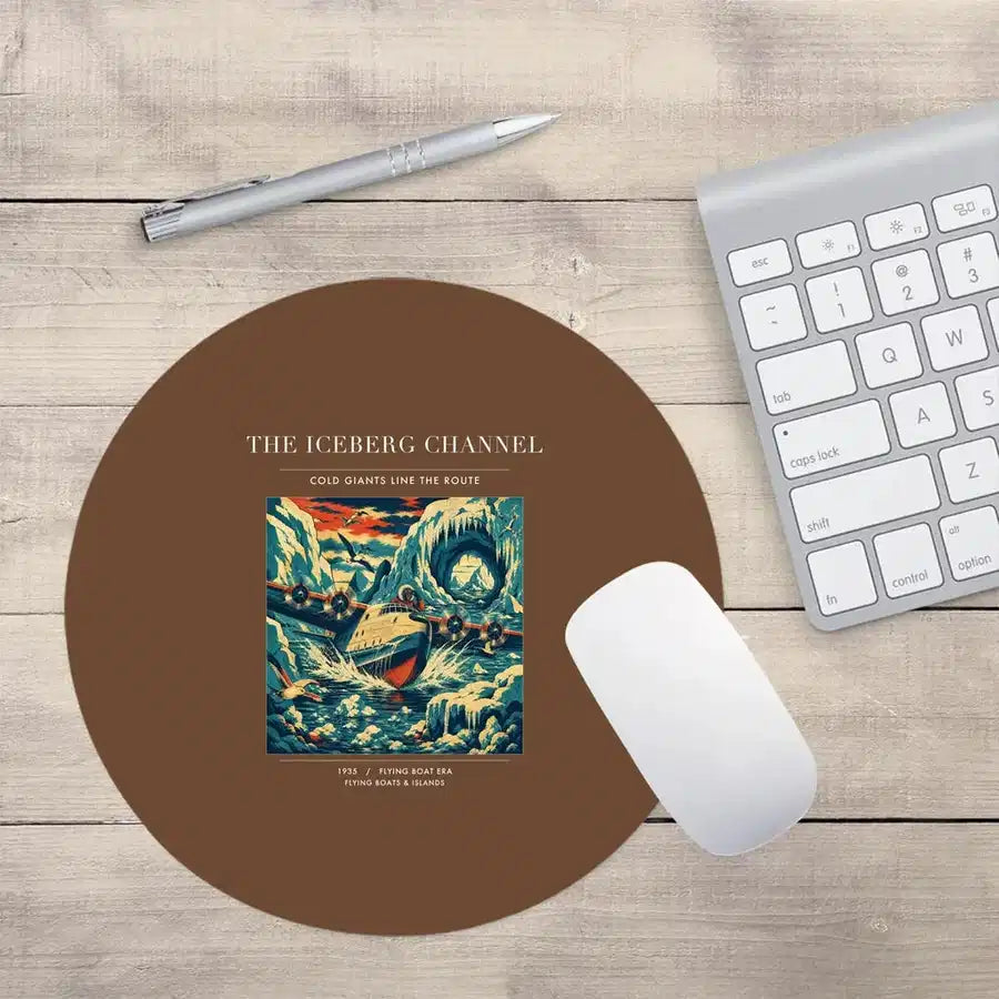VINTAGE G4276 - The Iceberg Channel - Designed Mouse Pads design on brown round