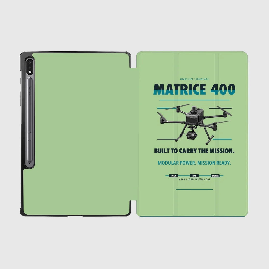 DJI Matrice 400 design on light green samsung tablet tablet case