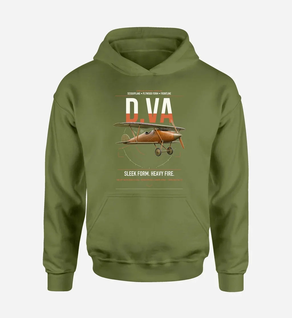 Albatros D.Va design on green army double-side hoodie, single-side print