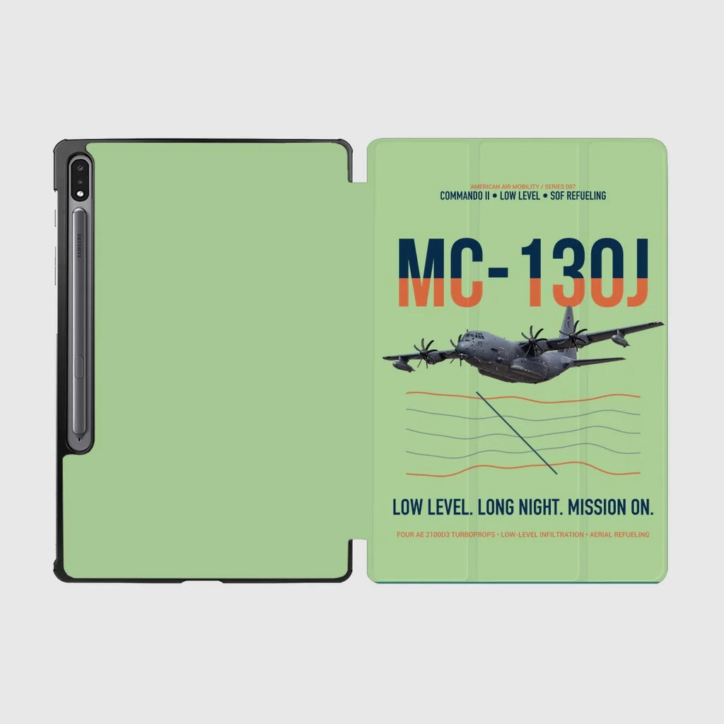MC-130J COMMANDO II design on light green samsung tablet tablet case